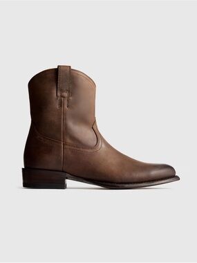 Quince Men's Crafted Leather Western Zip Boots Dark Chocolate 11.5 NEW